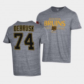 Boston Bruins Champion Jake DeBrusk #74 Gray T-Shirt Tri-Blend