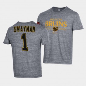 Boston Bruins Champion Jeremy Swayman #1 Gray T-Shirt Tri-Blend