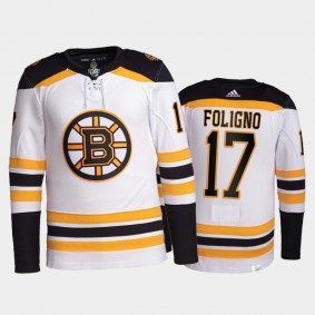 2021-22 Boston Bruins Nick Foligno Pro Authentic Jersey White Away Uniform