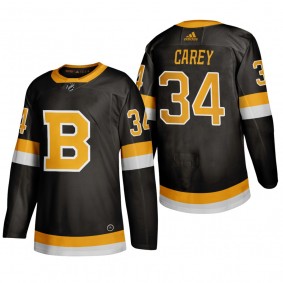 Boston Bruins Paul Carey #34 2020 Season Alternate ADIZERO Black Jersey