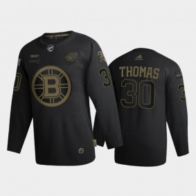 Men Boston Bruins Tim Thomas #30 2020 Veterans Day Authentic Black Jersey