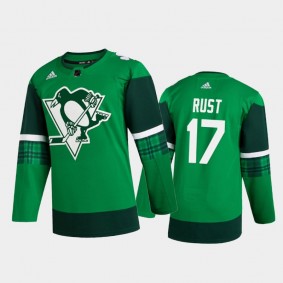 Pittsburgh Penguins Bryan Rust #17 2020 St. Patrick's Day Authentic Player Jersey Green