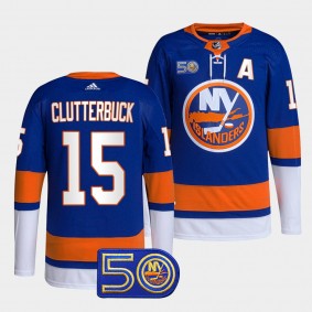 New York Islanders 50th Anniversary Cal Clutterbuck #15 Royal Jersey Primegreen Home