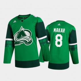 Colorado Avalanche Cale Makar #8 2020 St. Patrick's Day Authentic Player Jersey Green