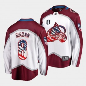 Cale Makar Colorado Avalanche Independence Day 2022 White Stars Stripes Flag Jersey