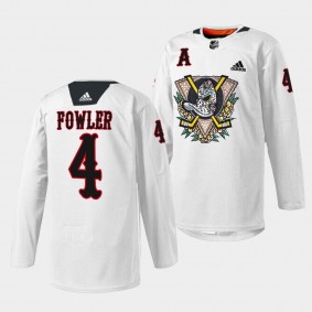Anaheim Ducks 2022 Dia de Muertos Night Cam Fowler #4 White Jersey Warmup