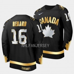 Canada 20X IIHF World Junior Gold Connor Bedard #16 Jersey Black Golden Authentic