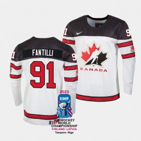 Adam Fantilli Canada Hockey 2023 IIHF World Championship #91 White Jersey Home