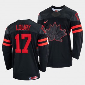 Adam Lowry 2022 IIHF World Championship Canada Hockey #17 Black Jersey Replica