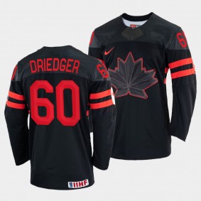 Chris Driedger 2022 IIHF World Championship Canada Hockey #60 Black Jersey Replica