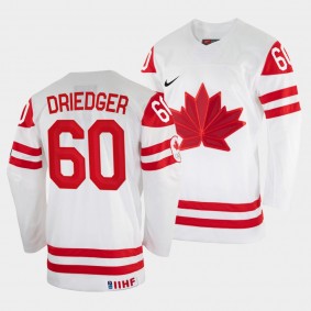 Chris Driedger 2022 IIHF World Championship Canada Hockey #60 White Jersey Home
