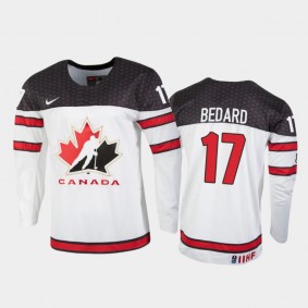 Men's Canada 2021 IIHF U18 World Championship Connor Bedard #17 White Jersey