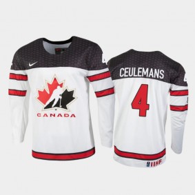 Men's Canada 2021 IIHF U18 World Championship Corson Ceulemans #4 White Jersey