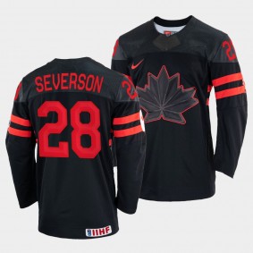 Damon Severson 2022 IIHF World Championship Canada Hockey #28 Black Jersey Replica