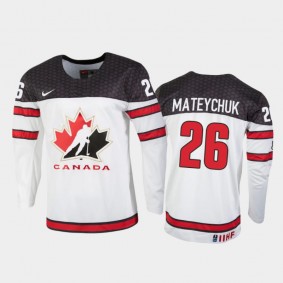 Men's Canada 2021 IIHF U18 World Championship Denton Mateychuk #26 White Jersey