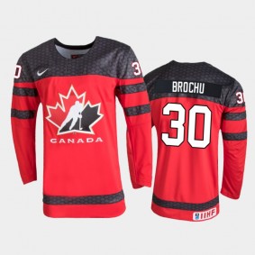 Canada Brett Brochu 2022 IIHF World Junior Championship Red Away Jersey