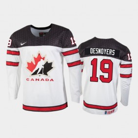 Canada Elliot Desnoyers 2022 IIHF World Junior Championship Jersey White