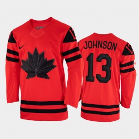 Canada Hockey Kent Johnson 2022 Winter Olympics Red #13 Jersey Away