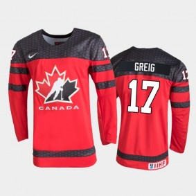 Canada Ridly Greig 2022 IIHF World Junior Championship Red Away Jersey