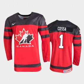 Canada Sebastian Cossa 2022 IIHF World Junior Championship Red Away Jersey