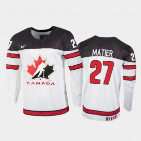 Men's Canada 2021 IIHF U18 World Championship Jack Matier #27 White Jersey