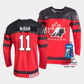 Canada #11 Jack McBain 2023 IIHF World Championship Away Jersey Red