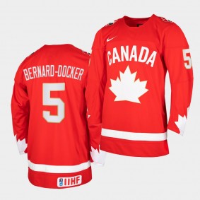 Canada Team Jacob Bernard-Docker 2021 IIHF World Championship #5 Senators red Jersey