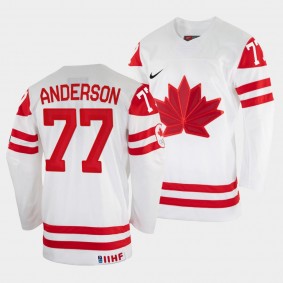Josh Anderson 2022 IIHF World Championship Canada Hockey #77 White Jersey Home