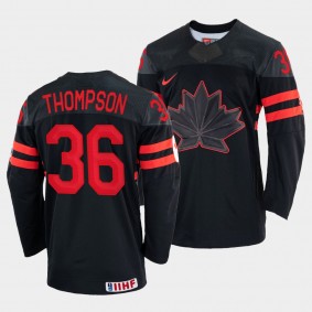 Logan Thompson 2022 IIHF World Championship Canada Hockey #36 Black Jersey Replica