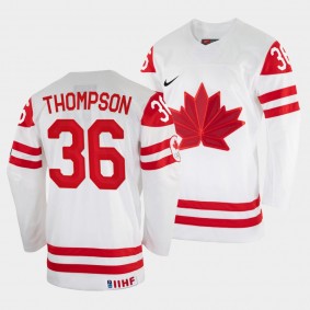 Logan Thompson 2022 IIHF World Championship Canada Hockey #36 White Jersey Home