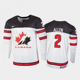Men's Canada 2021 IIHF U18 World Championship Nolan Allen #2 White Jersey