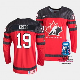 Canada #19 Peyton Krebs 2023 IIHF World Championship Away Jersey Red