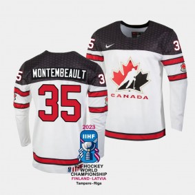 Sam Montembeault Canada Hockey 2023 IIHF World Championship #35 White Jersey Home