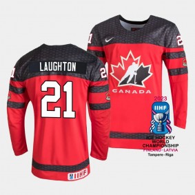 Canada #21 Scott Laughton 2023 IIHF World Championship Away Jersey Red