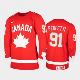 Men Canada Team 2021 IIHF World Junior Championship Cole Perfetti #91 Heritage Limited Red Jersey