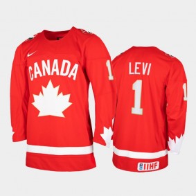 Men Canada Team 2021 IIHF World Junior Championship Devon Levi #1 Heritage Limited Red Jersey