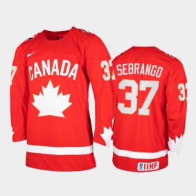Men Canada Team 2021 IIHF World Junior Championship Donovan Sebrango #37 Heritage Limited Red Jersey