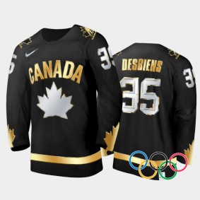 Ann-Renee Desbiens Canada Women's Hockey Black Gold Winner Jersey 2022 Winter Olympic Champions