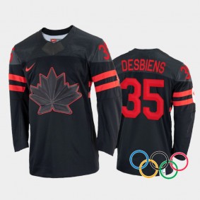 Canada Women's Hockey Ann-Renee Desbiens 2022 Winter Olympics Black #35 Jersey