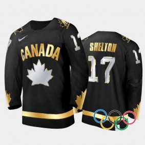 Ella Shelton Canada Women's Hockey Black Gold Winner Jersey 2022 Winter Olympic Champions
