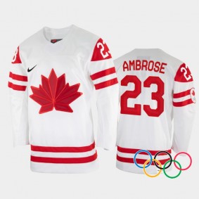 Erin Ambrose Canada Women's Hockey White Home Jersey 2022 Winter Olympics