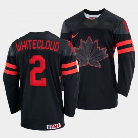 Zach Whitecloud 2022 IIHF World Championship Canada Hockey #2 Black Jersey Replica