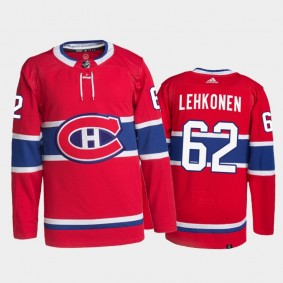2021-22 Montreal Canadiens Artturi Lehkonen Home Jersey Red Primegreen Authentic Pro Uniform