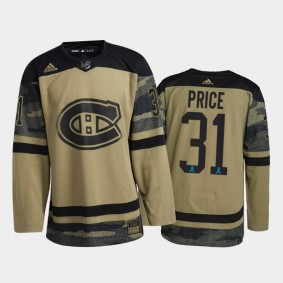 Carey Price Montreal Canadiens Canadian Armed Force Jersey Camo #31 2021 CAF Night