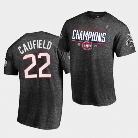 Cole Caufield Montreal Canadiens 2021 Stanley Cup Semifinal Champions Locker Room T-Shirt Charcoal