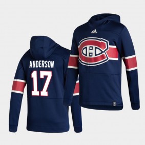 Montreal Canadiens Josh Anderson 2021 Reverse Retro Navy Authentic Pullover Special Edition Hoodie