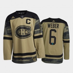 Shea Weber Montreal Canadiens Canadian Armed Force Jersey Camo #6 2021 CAF Night