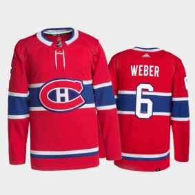 2021-22 Montreal Canadiens Shea Weber Home Jersey Red Primegreen Authentic Pro Uniform