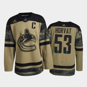 Bo Horvat Vancouver Canucks Canadian Armed Force Jersey Camo #53 2021 CAF Night