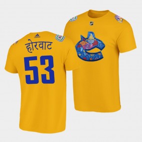 Bo Horvat Diwali Night Vancouver Canucks 2022 Yellow T-Shirt Limited